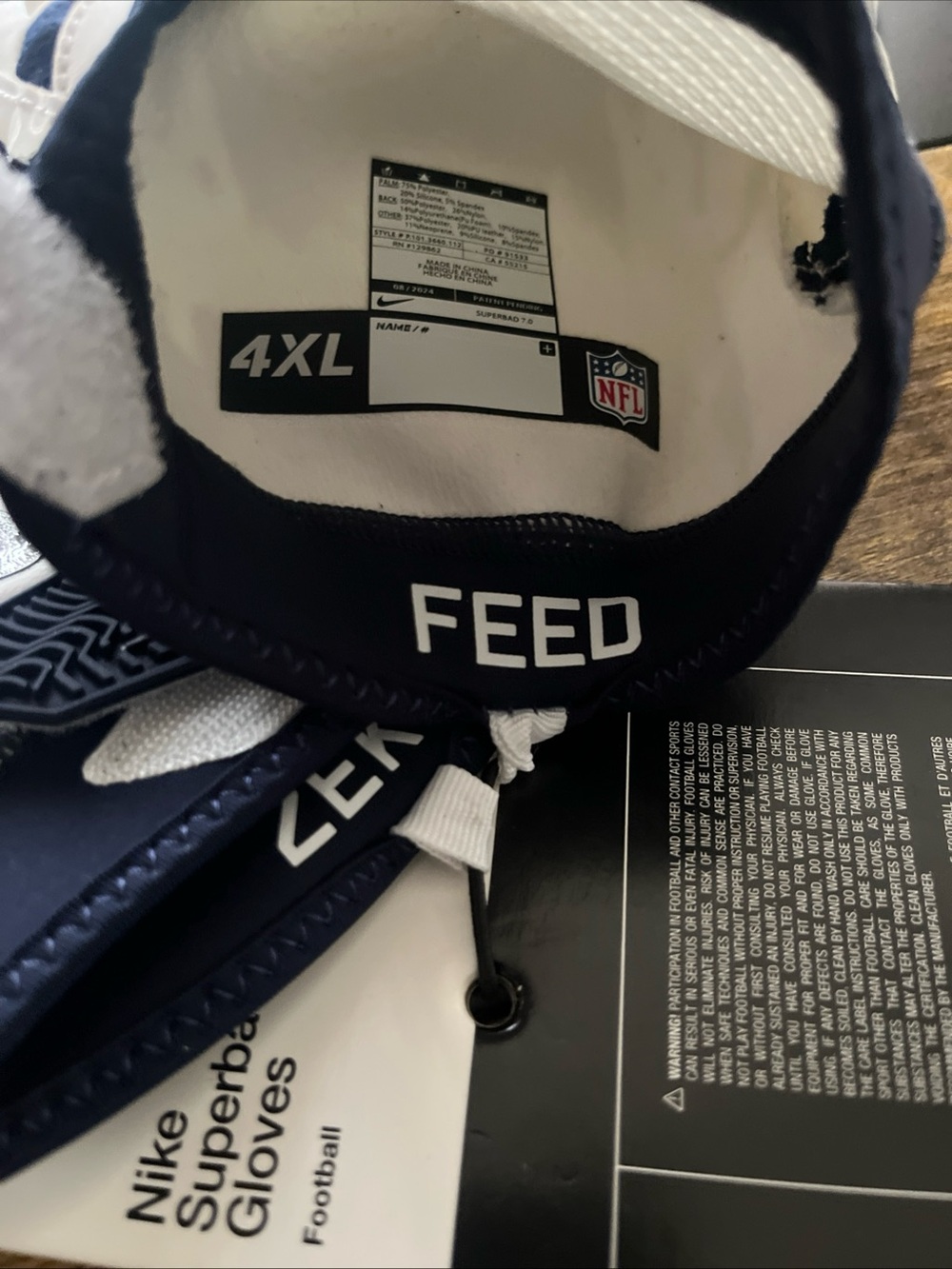 NEW Nike NFL Zeke Elliott Cowboys PE Superbad 7 Football Gloves White Size 4XL - Picture 5 of 7